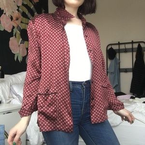 Madewell 100% silk flower print pajama style shirt